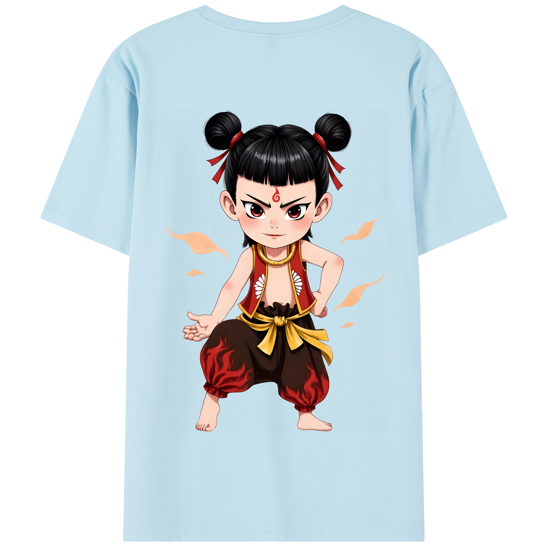 （画像用） Ne Zha 2 ナタ 魔童の大暴れ 綿100％半袖Tシャツ（背面プリント）